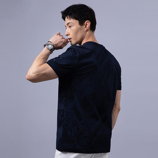 Desha Sommer runder Nacken kurzärmeligte T-Shirt Herren neue gedruckte lässige, schlanke runde Hals Pullover Lose Top Ly13557 Lachsfarbe m Einmals Größe