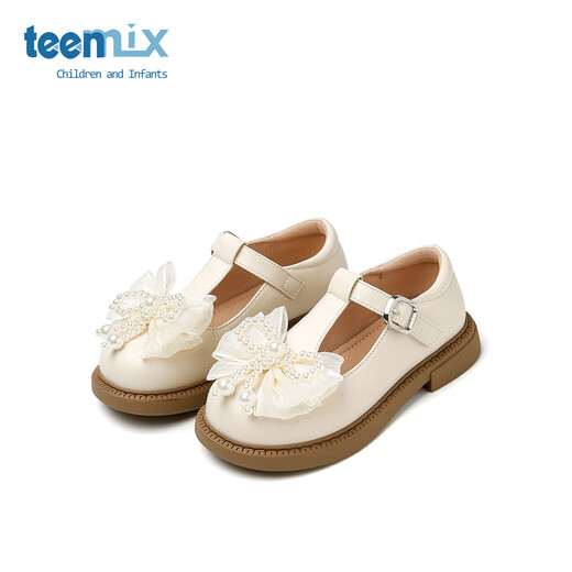 Tianmei Children's 2025 Autumn New Style Girls' Casual Girls' Bow Bow Fashion Versatile Shoes Beige 28