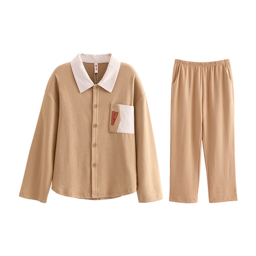 Fenton Pajamas Couple Fan Chengcheng's Same Style 2025 New Hyaluronic Acid 5A Antibacterial Moisturizing Star's Same Style Homewear Set Coffee Color-Men's XL