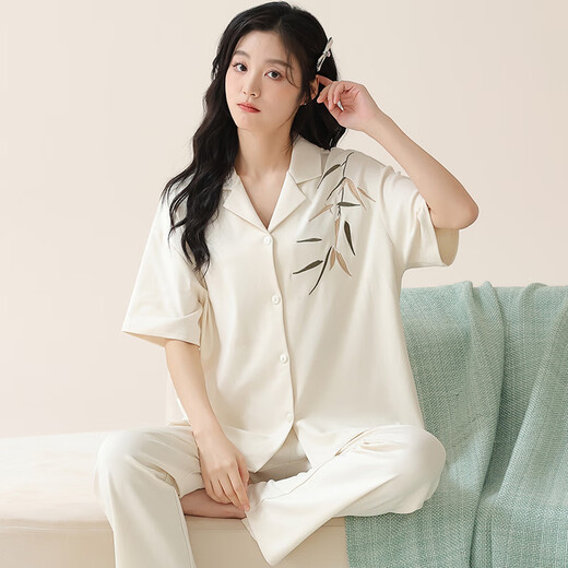 Langsha pyjamas en coton pur pour femmes en été mince pantalon à manches courtes pour mignon été 2025 Nouvelle maison de vêtements 695 femmes l