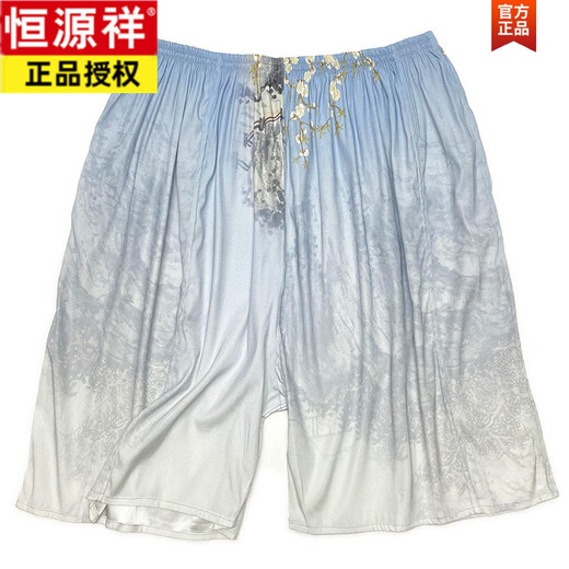 恒源祥夏季真丝短裤子男女沙滩裤休闲居家睡裤桑蚕丝宽松180加大码200斤 14103缎面200斤内 均码 130-185斤