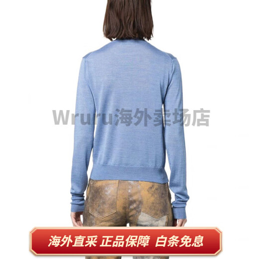 
Vivienne Westwood SS23 Saturn embroidered round neck pullover sweater for women Blue Blue XS