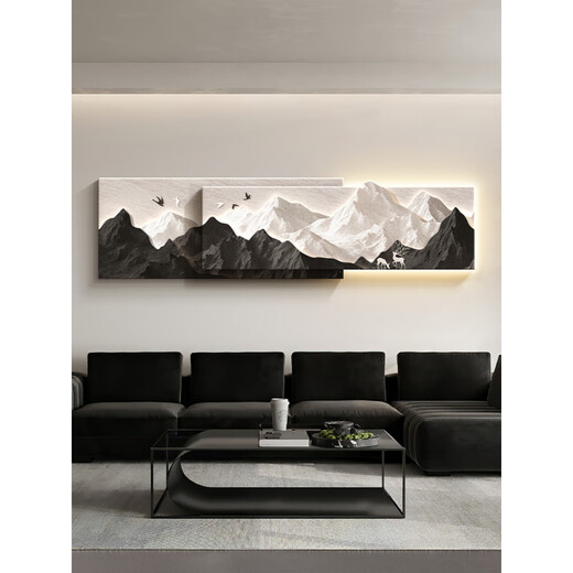 Wen Shiou hat ein Gemälde im Rückenlehne, das luxuriöse Sofa-Hintergrund-Wandhänge-Gemälde 2025 Neues dreidimensionales Landschaftslandschafts-Mural C hat eine Rückenlehne 15042 cm Power Bank Lampenmalerei [Power Bank + Fernbedienungsschalter]