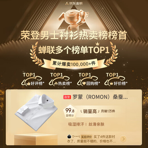 罗蒙（ROMON）【桑蚕丝免烫】长袖衬衫男士白衬衫修身衬衣商务职业男装白色41