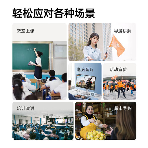 Melada Wireless Lavalier Little Bee Loudspeaker for Teachers Special Guide for Teachers to Use in Classes Anti-Howling Outdoor Loudspeaker Speaker Bluetooth Speaker Max Button Lavalier Version Rock White