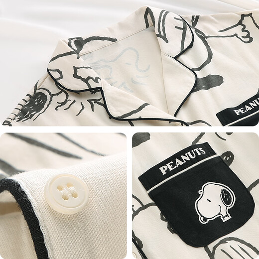 Hanziduo Snoo Pajamas Suit en trois pièces pour femmes Coton pur pantalon à manches courtes mignons Summer Summer et Automne Coton Home Clothing Comparaison Z3893 TROIS SET MODEAU DE SILK ICE MODE M M