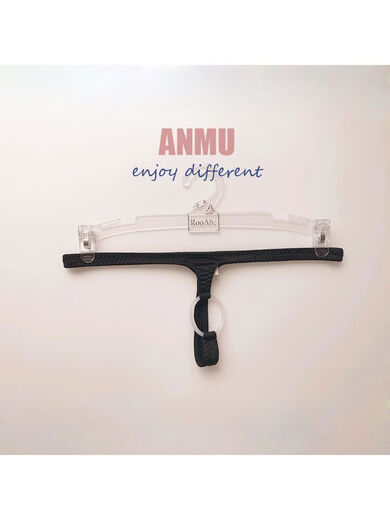 New style unobstructed low-waist men's thong silicone ring hollow sexy men's underwear elastic tight men's T-pants black M2 feet-2 feet 3