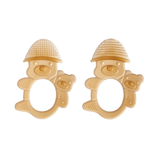 Cartoon Hat Bear Teether Baby Anti-eating Hand Teether Nano Silver Silicone Teether Baby Chew Toy Nano Silver-Contact Type Teether 1 Pack Storage Box Food Grade Silicone-Q-Elastic and Easy to Bite