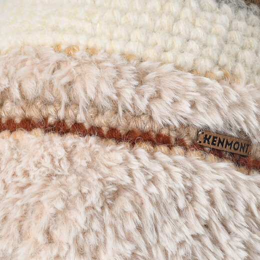 Kenmont hand-woven lamb velvet wool basin hat for women, foldable and deepened ear protection fisherman hat, showing a small face km-9524