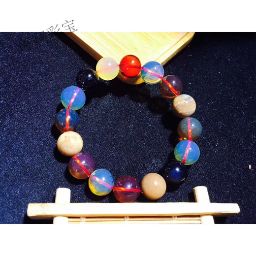 Fat Donglai quality Burmese candy color multi-treasure bracelet beeswax blue amber Buddha bead bracelet fidelity picture