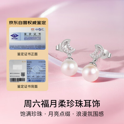 Saturday Fortune S925 Silver Pearl Stud Earrings Female Moon Birthday Gift X0911990 Pair