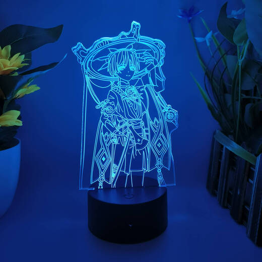 Yusen yi Genshin Impact Peripheral Funinga Model Batterie Dual-Gebrauch kreatives Schlafzimmer Ornament Geburtstagsgeschenk USB Night Light 3879 Lei Ze monochrom warmes gelbes Licht USB-Plug-In Verwendung kein Schalter
