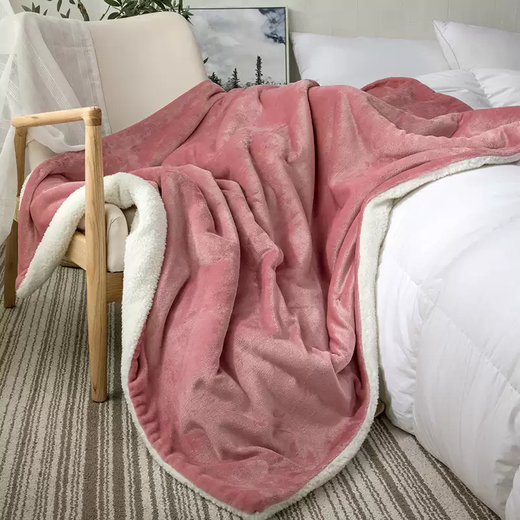 RSRDDY small blanket, sofa cover, lamb velvet double-layer thickened coral velvet, office nap, lunch break, air-conditioned children's blanket, bean paste white 160*200 cm