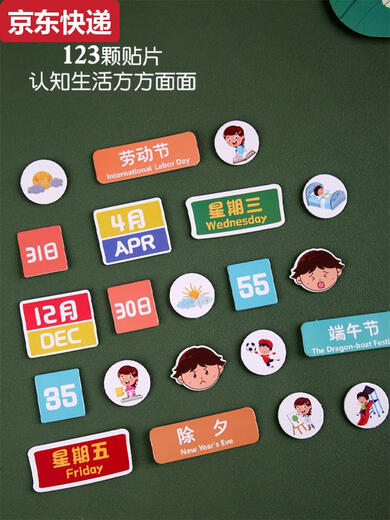 Kindergärtner Zeit Lerntisch Kalender Weather Week Paste Karte frühe Bildung Kognitiver Board Hanging Diagramm Spielzeug mein kleiner Kalender + Stiftkontrolle Training