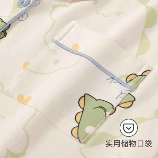 新款夏季睡衣女短袖ins风外穿网红可爱卡通小恐龙家居服三件套装 套WZL1473 M 【建议80-100斤】
