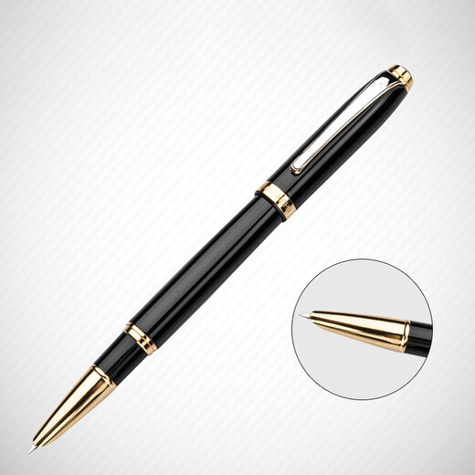 英雄英雄756钢笔男士练字铱金墨水笔暗尖包尖男女学生用商务办公书写 黑色 0.5mm