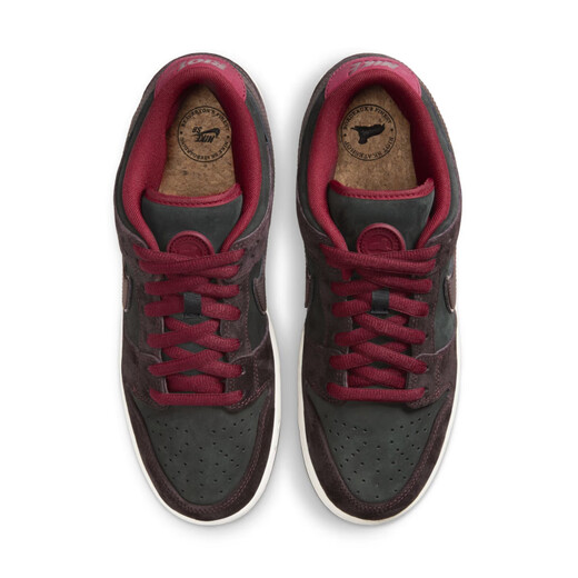 
Nike (NIKE) SBDunkLowPro men's and women's skateboard shoes FZ1289 official authentic 200 reddish-brown_dark beetroot color_team red_fail white 45