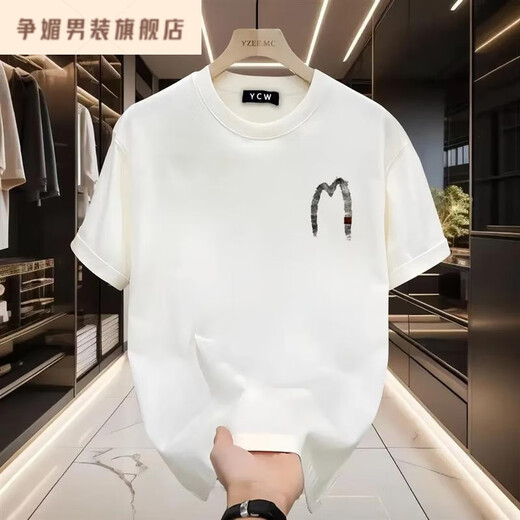 Zhengmei Fengshan-Kleidung neuer amerikanischer Retro kreativer Druck loser runder Hals schwerer Kurzarm Casual auf weißer AB1699 Vorder- und Hinter-M-Outlet ##/_ M Vorschlag 110130 ##*