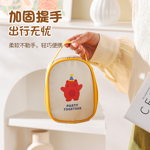 MAXCOOK 美厨316不锈钢汤杯早餐杯牛奶燕麦杯带盖勺便携外带不锈钢保温饭盒 【316钢】卡通红配保温袋MCB9859