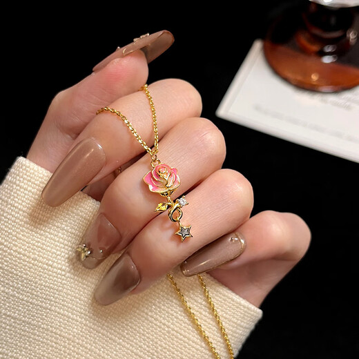 Space Creation Star Rose Meteorite Necklace Cooperation Product of China Aerospace Science and Technology International Exchange Center Fluorescent Version