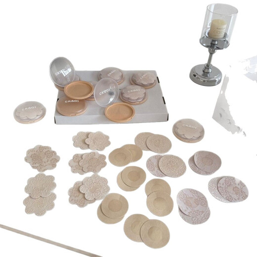 New invisible thin 0.02mm breast-blocking patch for girls, popular seamless silicone breast patch for women, waterproof and sweat-proof, 3 styles in a box, 5 pairs of flower lace + 5 pairs of round lace + 5 pairs of base, one size fits all