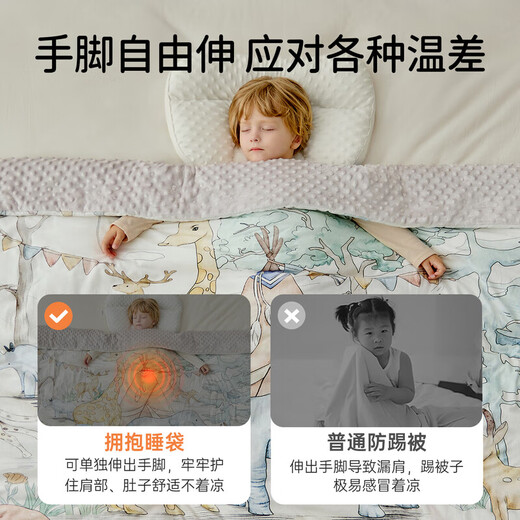 European pregnancy children's anti-kicking quilt, constant temperature silk quilt, autumn and winter baby sleeping bag, big child's belly protection quilt, universal for all seasons, silk constant temperature comfort, winter thickening 5-20, autumn harvest orchard 120cmx100cm 0-2 years old
