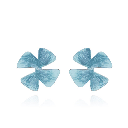 Qlady blue flower earrings, feminine and high-end 2025 new niche design earrings, female birthday gifts