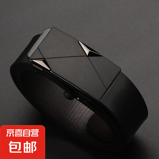 Herren echte Leder Automatische Schnalle Hose Belt Herrengürtel Business Casual Vielseitige Mode junge koreanische Boss Waffe Black Schnalle