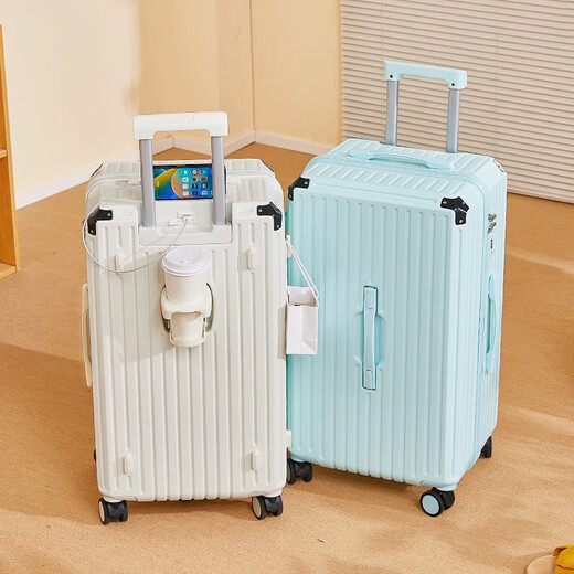 
Five-wheeled suitcase 26-inch large-capacity, angle-packing multi-functional suitcase 24-inch trolley case password box 826-pink (high configuration, large-capacity thickened model) 30-inch [five-wheel + cup holder + usb interface]