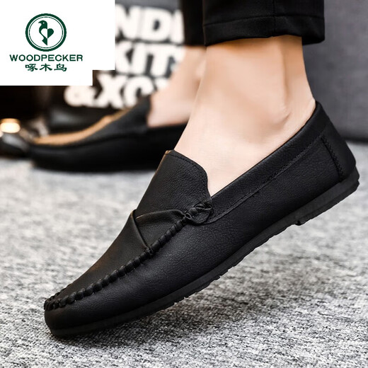 Zapatos de gorro de carpintero de carpintero primavera y otoño 2024 zapatos de hombres nuevos y transpirables zapatos de cuero casual británico de cuero para hombres de cuero real d826 marrón 40