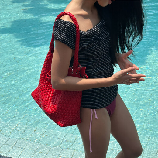 ECODAY bag women's medium woven bag commuter tote bag large capacity shoulder bag wedding bag birthday couple New Year gift My dear friend-B025X Champagne medium size