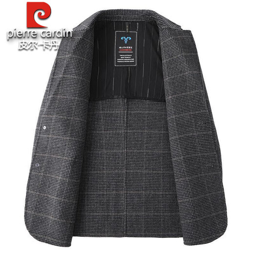 Pierre Cardin двустороннее шерстяное пальто мужское короткое толстое осенне-зимнее шерстяное пальто плюс размер свободный шерстяной клетчатый костюм серого цвета 2XL