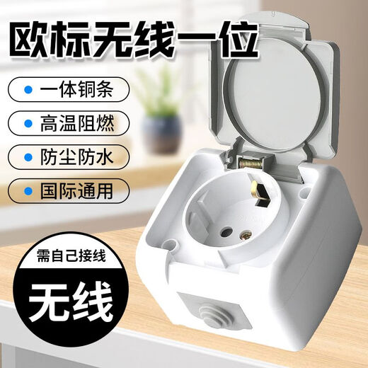 Plug socket with cover 16A European German style European standard German standard dust-proof wireless rain-proof double power supply surface-mounted two-position plug-in one