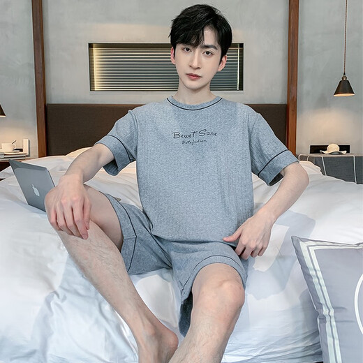 Yourong Men's Pajamas 2025 Nuevos pantalones cortos de manga corta Shorts delgados Summer más grasa más alambre de hielo Conjunto casual de dos piezas Ropa para el hogar 9928# L Recomendado 100-120Jin [Jin equivale a 0.5 kg]