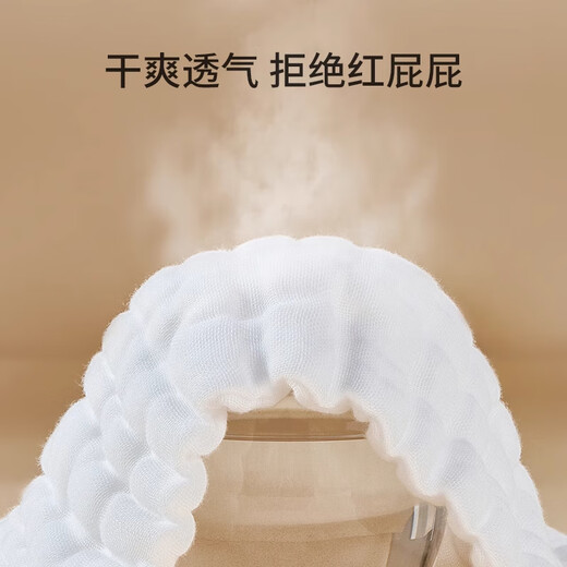 煦凛德国品牌尿布可水洗新生儿介子布婴儿纯棉纱布7A级抗菌透气尿介子 月光白 尿布 6片装 M码【适合5~15斤】0-5个月