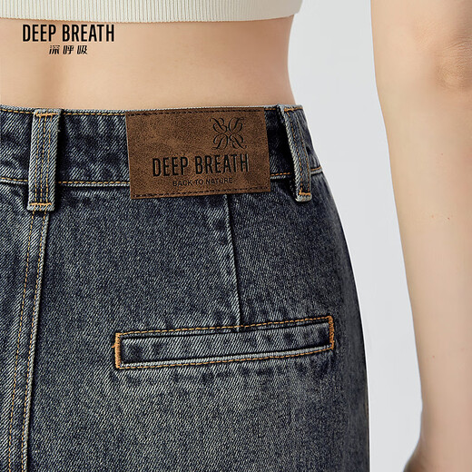 深呼吸DEEP BREATH女装2025夏装新款高腰直筒休闲纯棉牛仔裤女A100455 复古蓝 M (3)