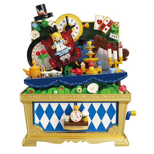 Alice Tea Party Building Block Tale Fairy Treas Treash Children Toys Juguetes Asuntos de cumpleaños