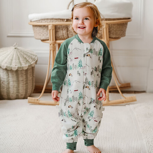 Nest designs baby sleeping bag bamboo cotton gauze six-layer long-sleeved baby split-leg anti-kick quilt for all seasons forest path 100 yards