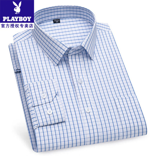 Playboy Herren Feste Farbe Baumwolle gestreiftes Kurzärmel-Hemd Sommer ICE SIMPS CLASSION BISSIONS Bügel professionelles Arbeitshemd 6627 38