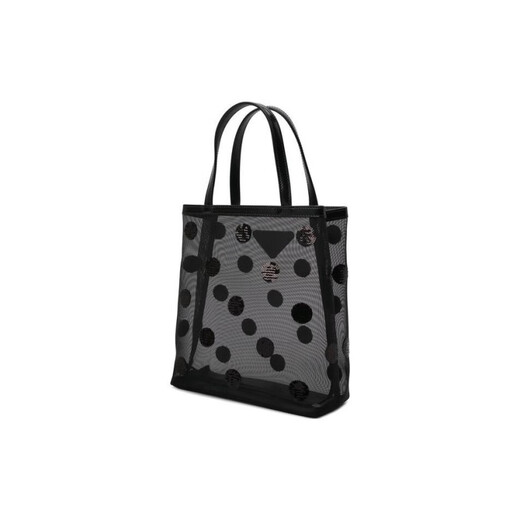 PRADA Wavelet Sparkle Double Handle Enamel Metal Triangle Logo Leather Handbag Small Women's Black Basic Pack (Bag + Dust Bag)