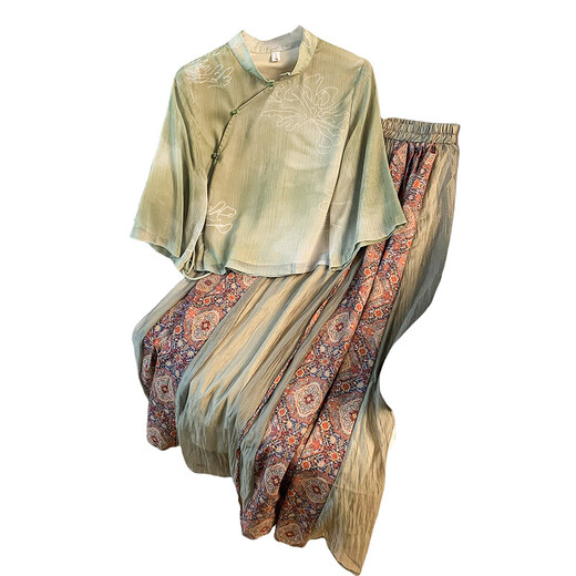 True Nouveau costume de robe de style chinois pour les femmes 2025 Spring New Style Slim Jirt deux pièces 12161 jupe brune S