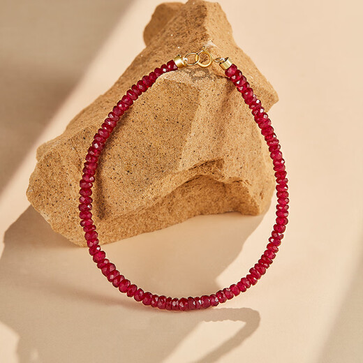 Yicai Hongyan 18k gold ruby bracelet colorful treasure bracelet pigeon blood red bracelet for the year of birth customized gift for girlfriend 3-3.5mm/selected high clarity/pigeon blood red bracelet/gold dot 17cm