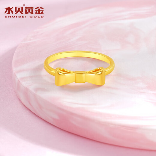 Shui Bei Gold Pure Gold 999 Bow Ring Type B Birthday Gift Girlfriend Confession Gift Bow Ring 18 Rings (Type B) Gold Weight 0.5 + More refunds or less compensation
