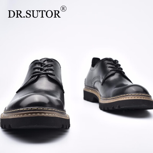 Diberg DR.SUTOR work shoes men's lace-up first-layer cowhide large-toe shoes genuine leather trendy leather shoes black 41