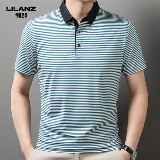 Camiseta de manga corta de solapa de hombres de Lilang High-End In Summer Summer Frayed Jóvenes y de mediana edad POLO ICHE SELD VERDAD ARRILTABLE 13691 S 165