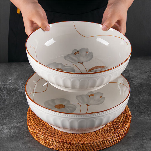 Kitchen household 9-inch soup basin for boiled fish, large bowl for pickled fish, ceramic large soup bowl, new tableware set, Suijinghao 9-inch soup bowl, 1-piece set