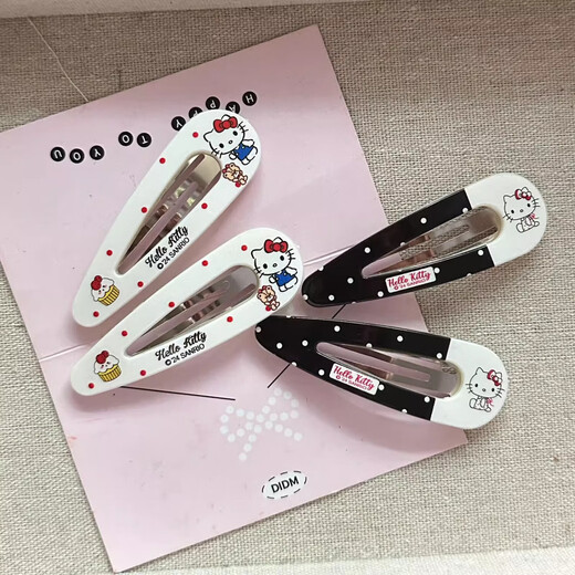 Girly Heart Sanrio Hello Kitty Water Drop BB Clip Fun Hair Clip Bangs Side Clip Versatile Small Fresh Hair Accessories for Women Hello Kitty BB Clip 4 Pack