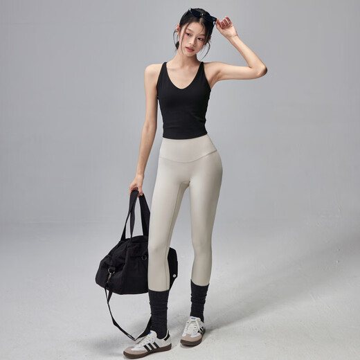 Fitness girl sexy beautiful back yoga shoulder strap chest pad shockproof sports bra outer wear suspender Pilates top dark gray_vest S