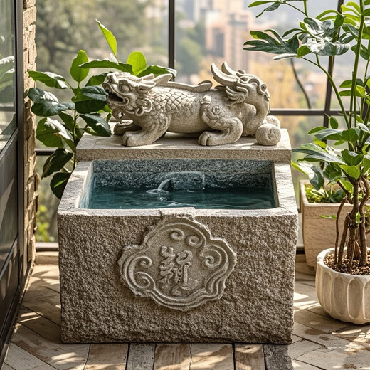庭院户外鱼池造景假山喷泉露台花园养龟池貔貅风水缸流水摆件 6628流水景观组合