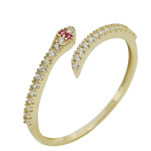 YIBIY Korean pure 14K gold ring women's niche design high-end full diamond inlaid snake-shaped personality light luxury snake bone index finger ring ready stock ring No. 10